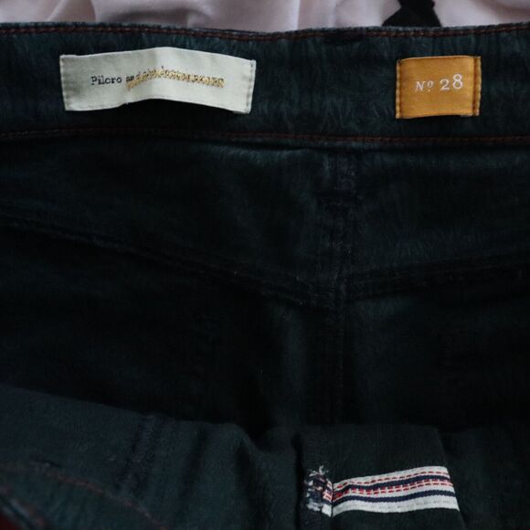 Pilcro Anthropologie Dark Green Zip Ankle Skinny Textured Pants Size 28 - Picture 4 of 4